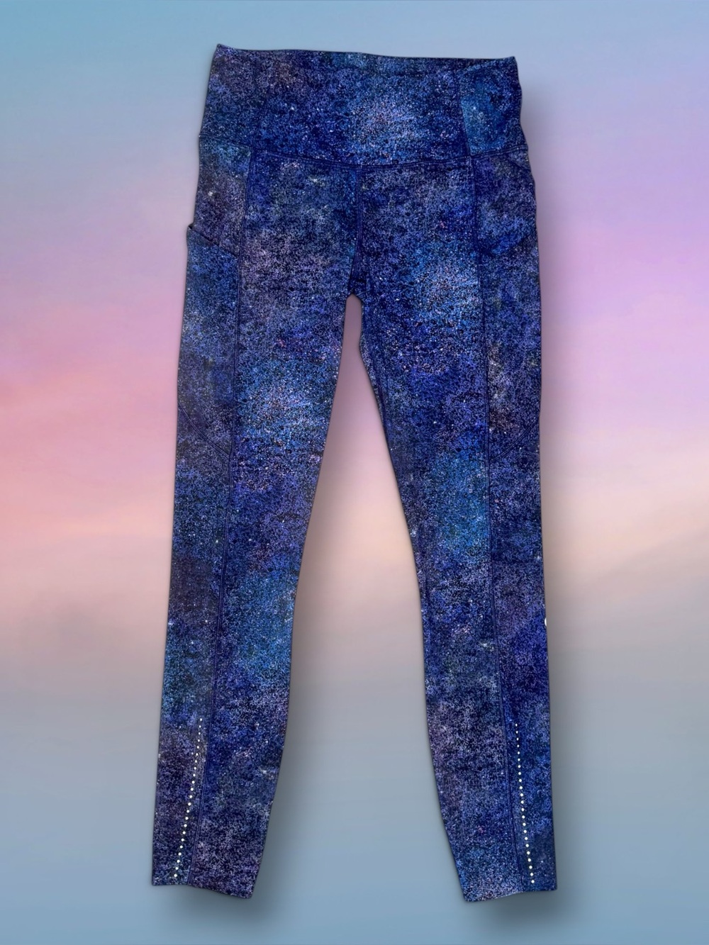 Lululemon Fast & Free Tights Polar Lights Blue Multi Galaxy Space Nulux Size 6